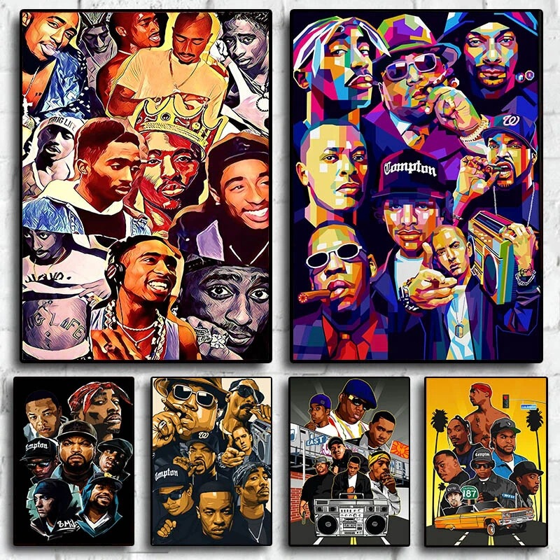 Modern Rapper Portrait Canvas Painting Mural Poster Wall Art Bedroom Living Room Modern Decorative Painting