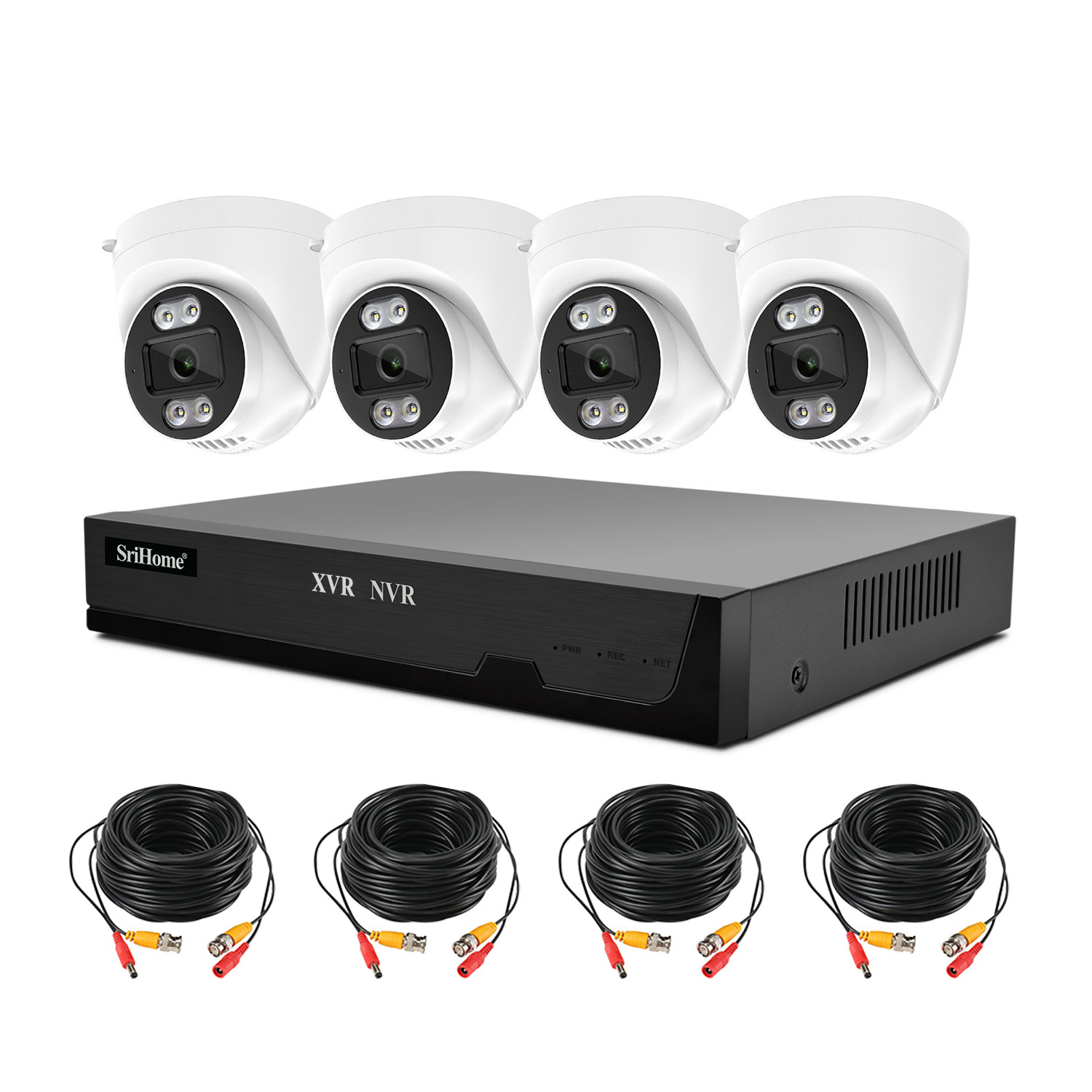Srihome 4CH 1080P HD Analog Gözetim Seti DVR Kaydedici Sesli AHD Dome Kamera