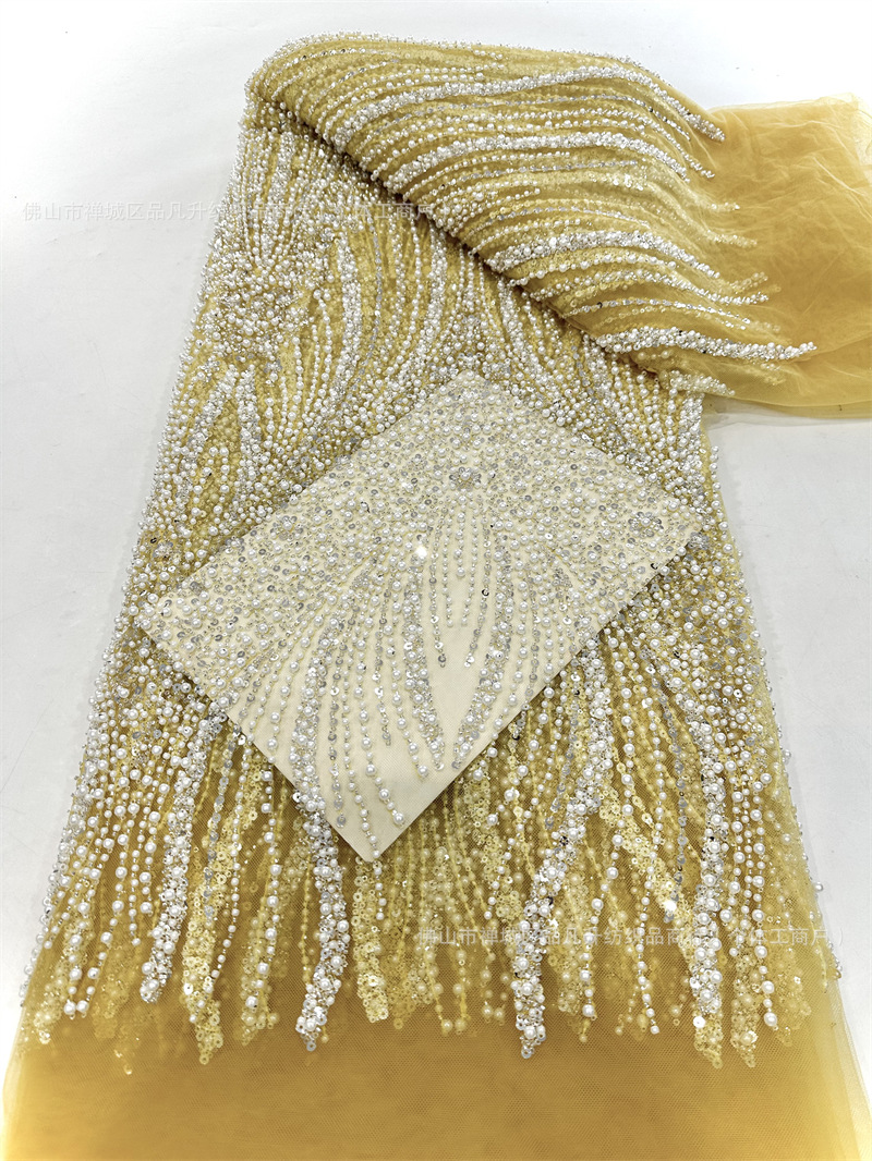 Comercio exterior transfronterizo spot tela de bordado con cuentas de espuma tela de bordado con tubo de cuentas vestido de novia de alta calidad tela de vestido de noche image 12