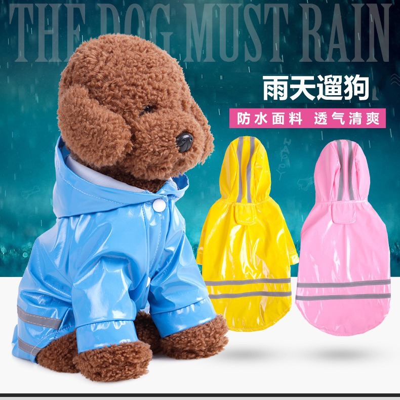 Manufacturer AliExpress Spring and Summer Pet Raincoat Cat Clothes PU Reflective Hot Selling Dog Hooded Weatherproof Raincoat