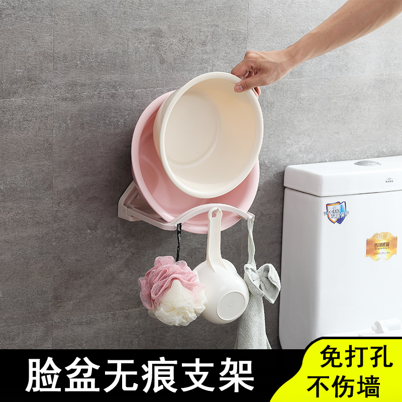 免打孔脸盆架壁挂浴室脸盆置物架卫生间盆架厕所折叠洗脸盆收纳架