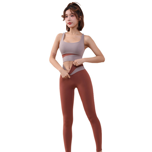 New sports bra for women, shock-proof push-up fitness bra, running vest, fashionable yoga wear set