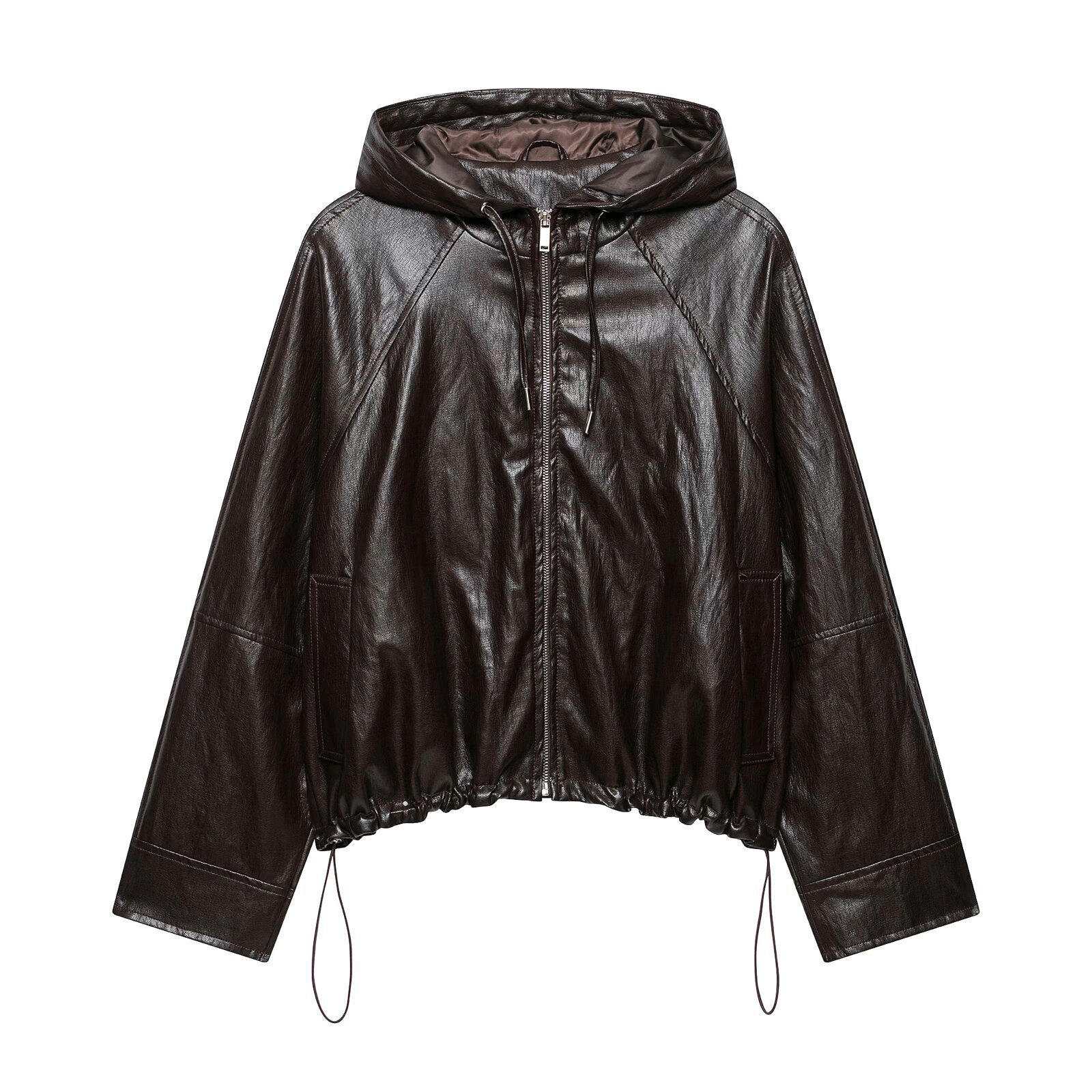2026 Summer New Cross-Border Women's Clothing Fashionable Leather Hooded Jacket 6318038