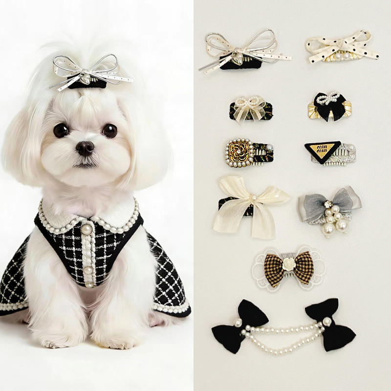 Maltese Nose Bridge Clip Small Dog Bow Hair Accessory Yorkshire Clip Bichon Pet Bb Clip Hairpin Hair Clip