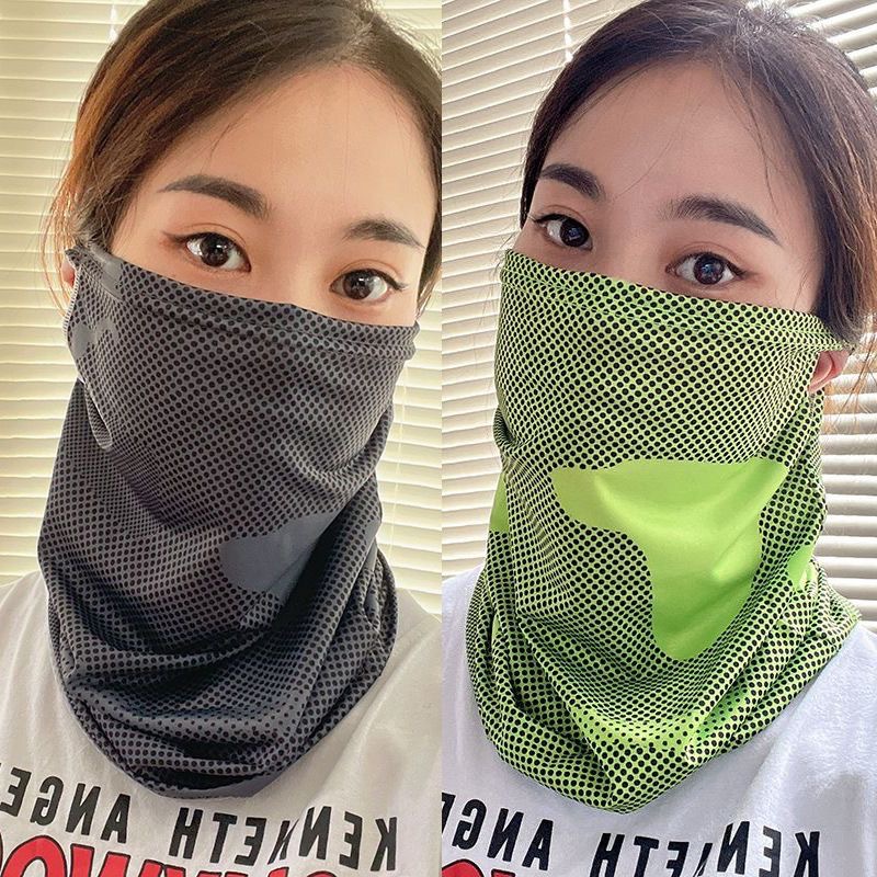 Summer Ice Silk Sun Protection Ear-Hanging Face Mask for Men, Suitable for Riding Electric Bikes, Face Covering, Uv Protection, Face Shield, Neck Gaiter, Fishing