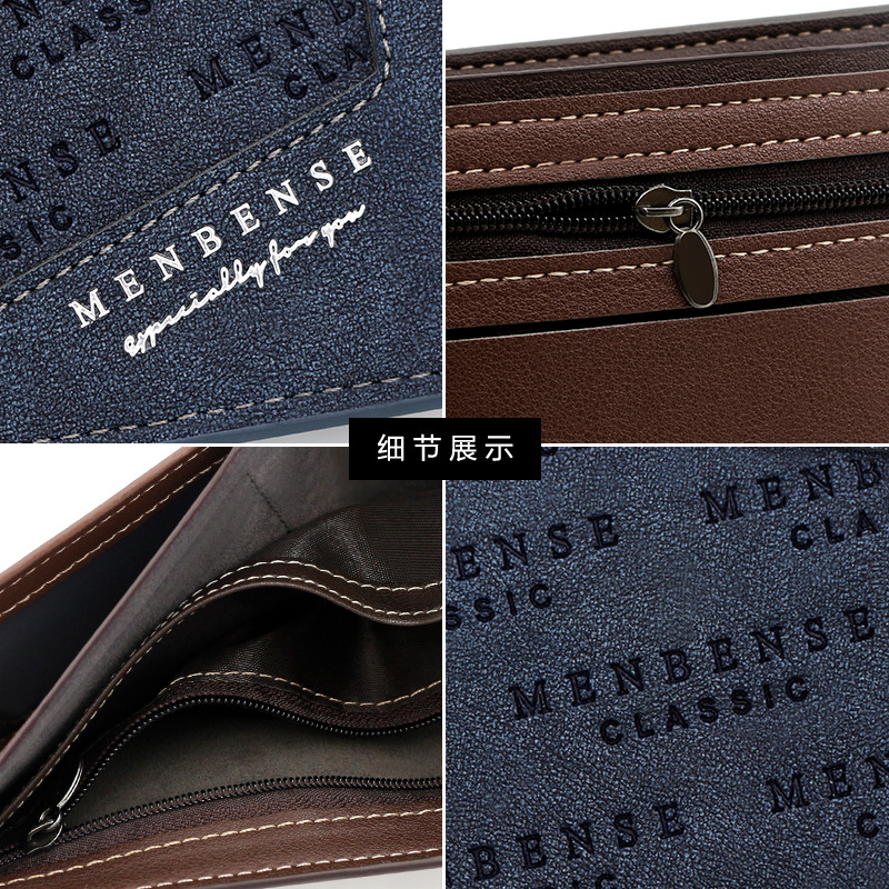 Cartera de bisagra esmerilada corta para hombres de estilo coreano Cartera de identificación de múltiples tarjetas de gran capacidad de impresión de TPU