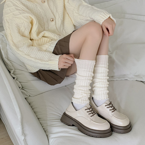 Pure Color Knit Knee-High Socks for Girls - Autumn/Winter College Style Knee Socks in Various Colors - Warm and Cozy