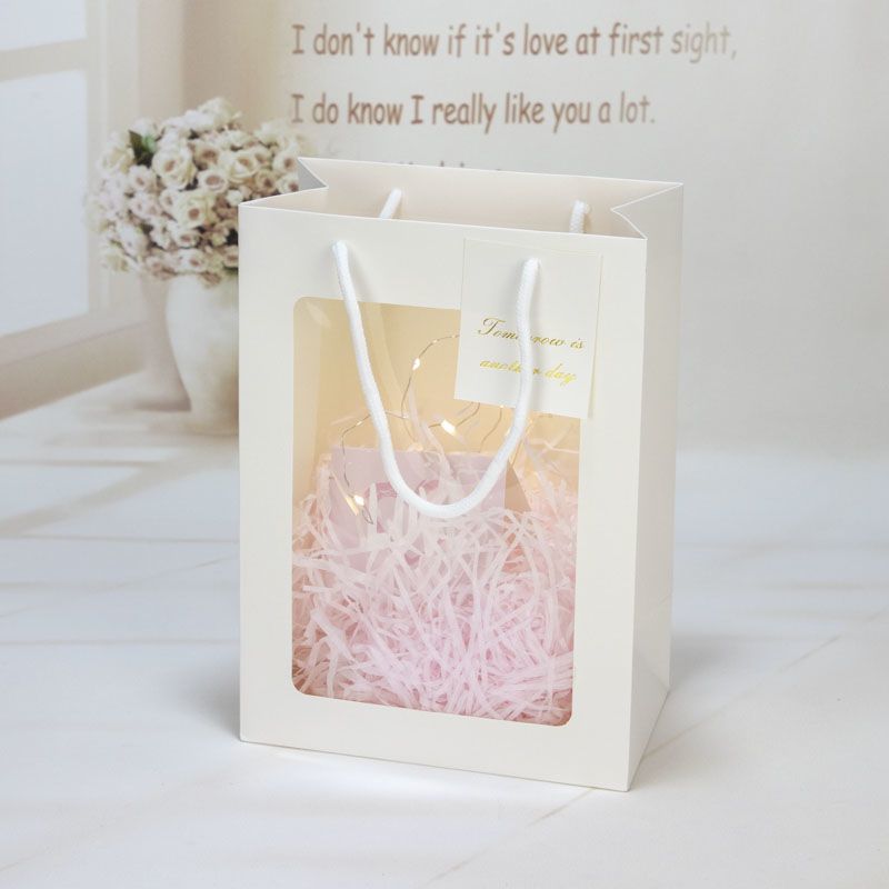 Extra grande ventana cumpleaños graduación temporada bolsa de regalo ramo transparente cuadrado sola flor caja de regalo bolso
