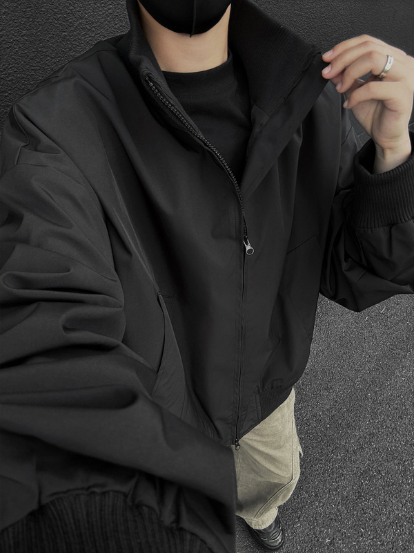 黑色cleanfit短款美式工装夹克男款2025新款秋季棒球服飞行员外套|undefined