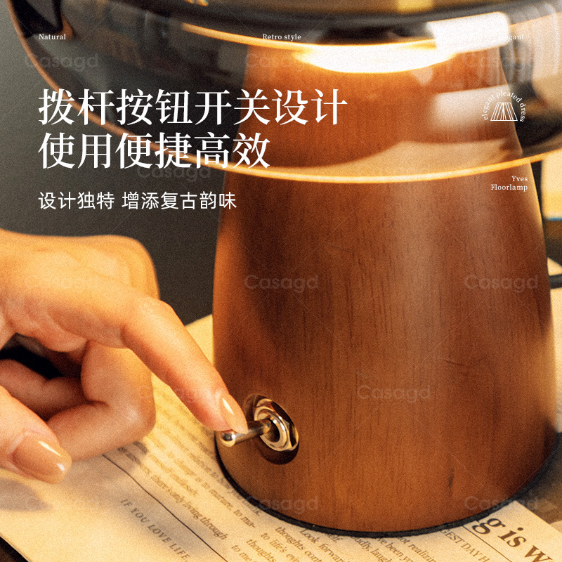 中世無垢材テーブルランプデスクトップ装飾レトロライト高級ハイエンド寝室ベッドサイド読書雰囲気ナイトライトカーサ|undefined
