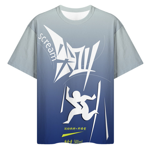 Summer Abstract Short Sleeve Scream Beverage Pattern 3D Digital Printing Funny T-Shirt Short Sleeve Top