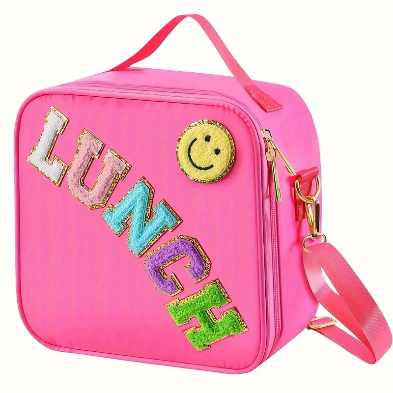 Сумка для ланча с надписью smiley letter Amazon cross-border hot outdoor портативная сумка для ланча из алюминиевой пленки, сумка для свежести