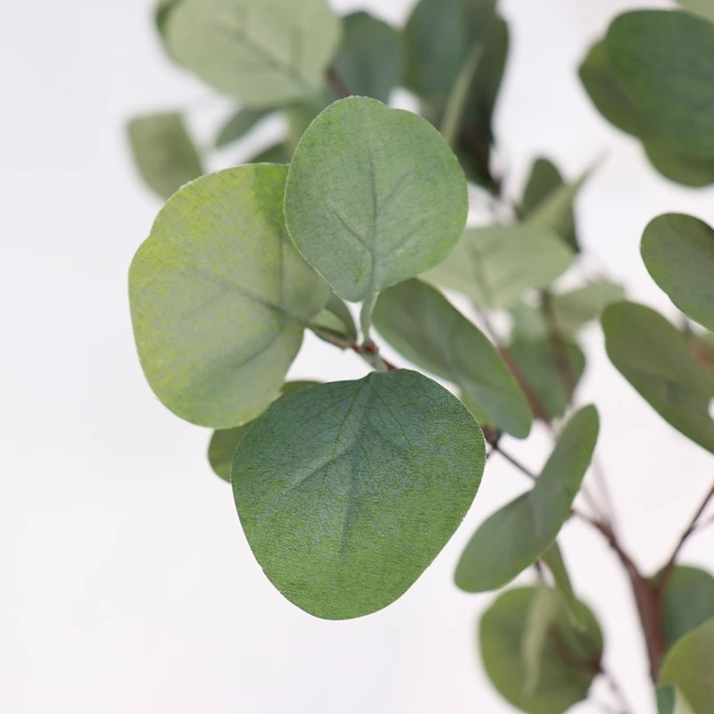 模擬緑の植物ユーカリ鉢植え家庭用床置き装飾品人工植物マネーリーフ盆栽装飾造花|undefined