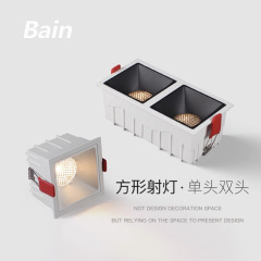 正方形のシングルヘッドダブルヘッドスポットライト埋め込み型 LED グリルライト天井ライト大胆なライトリビングルームホームスポットライトアンチグレア