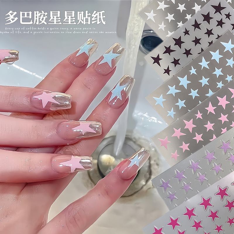 Dopamine Pentagram Nail Stickers, Popular Internet Trend, Sweet and Cool Simple Ins Irregular Star Nail Decoration