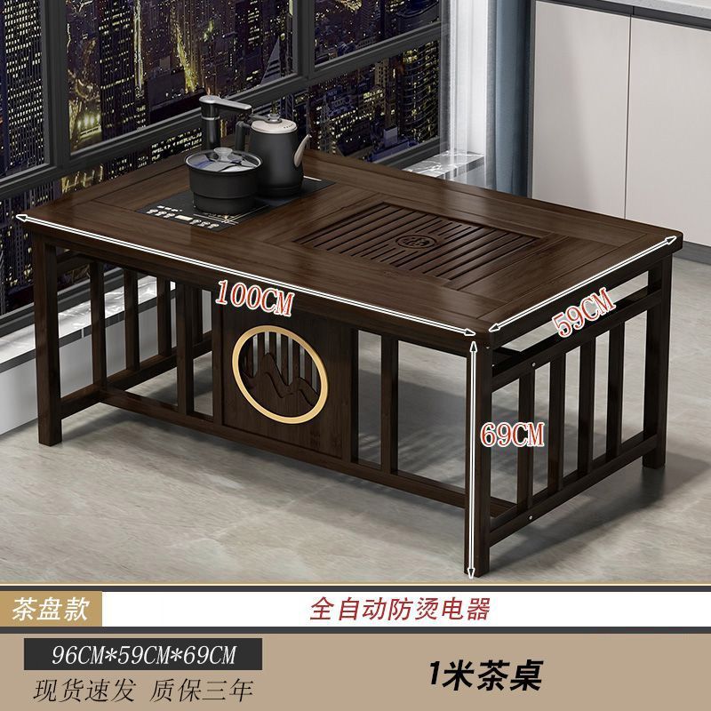 Mesa de té de balcón, pequeña oficina doméstica, mesa de té, hervidor de madera sólida, mesa de té integrada