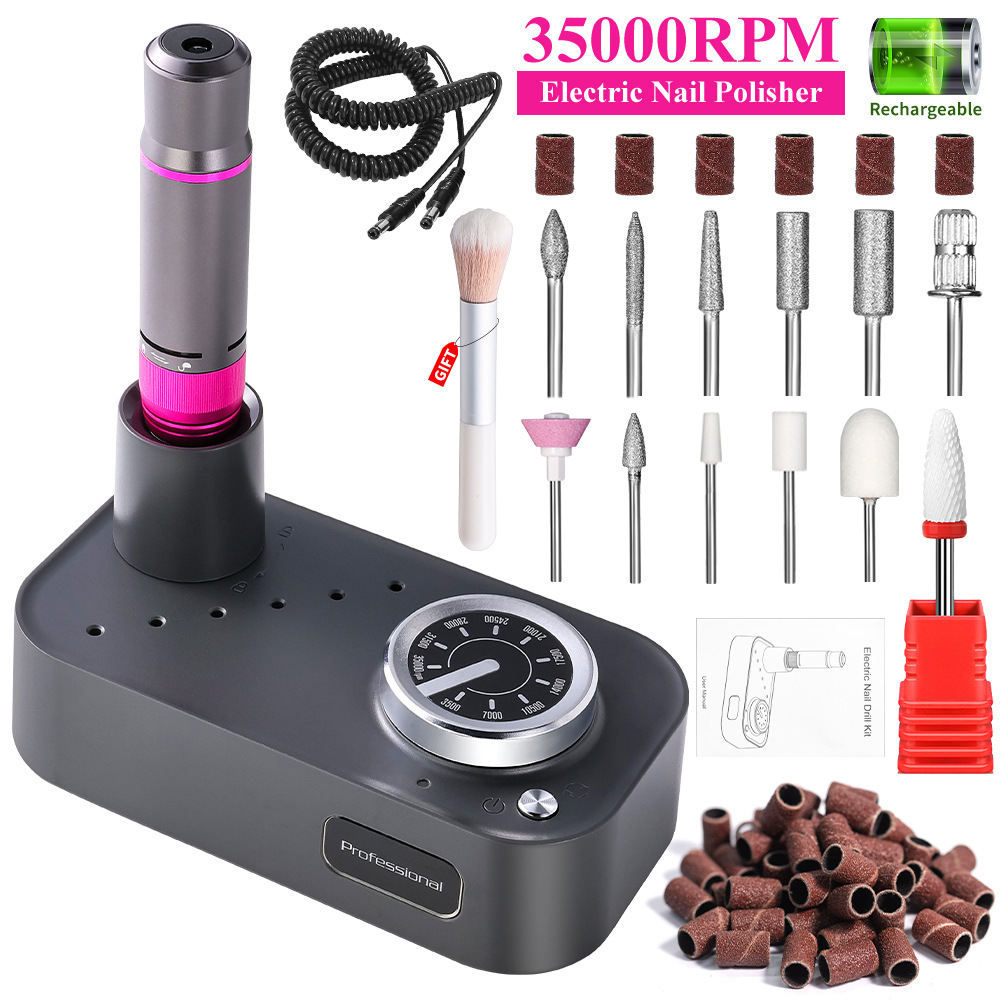 Amoladora de uñas recargable 35000 rpm amoladora de uñas portátil Juego de herramientas de amoladora de uñas transfronterizo