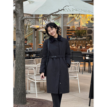 周小雅黑色简约5年冬季新双拉时尚保暖毛领中长棉服女