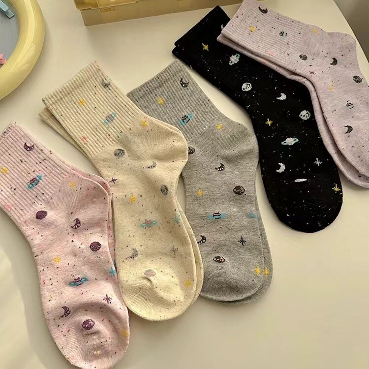 Socks Women's Breathable Sweat-Absorbing Planet Color Idea Cotton Socks Spring and Summer All-Match Cute Sweet Trendy Socks for Women Socks Women's Breathable Sweat-Absorbing Planet Color Idea Cotton Socks Spring and Summer All-Match Cute Sweet Trendy Socks for Women