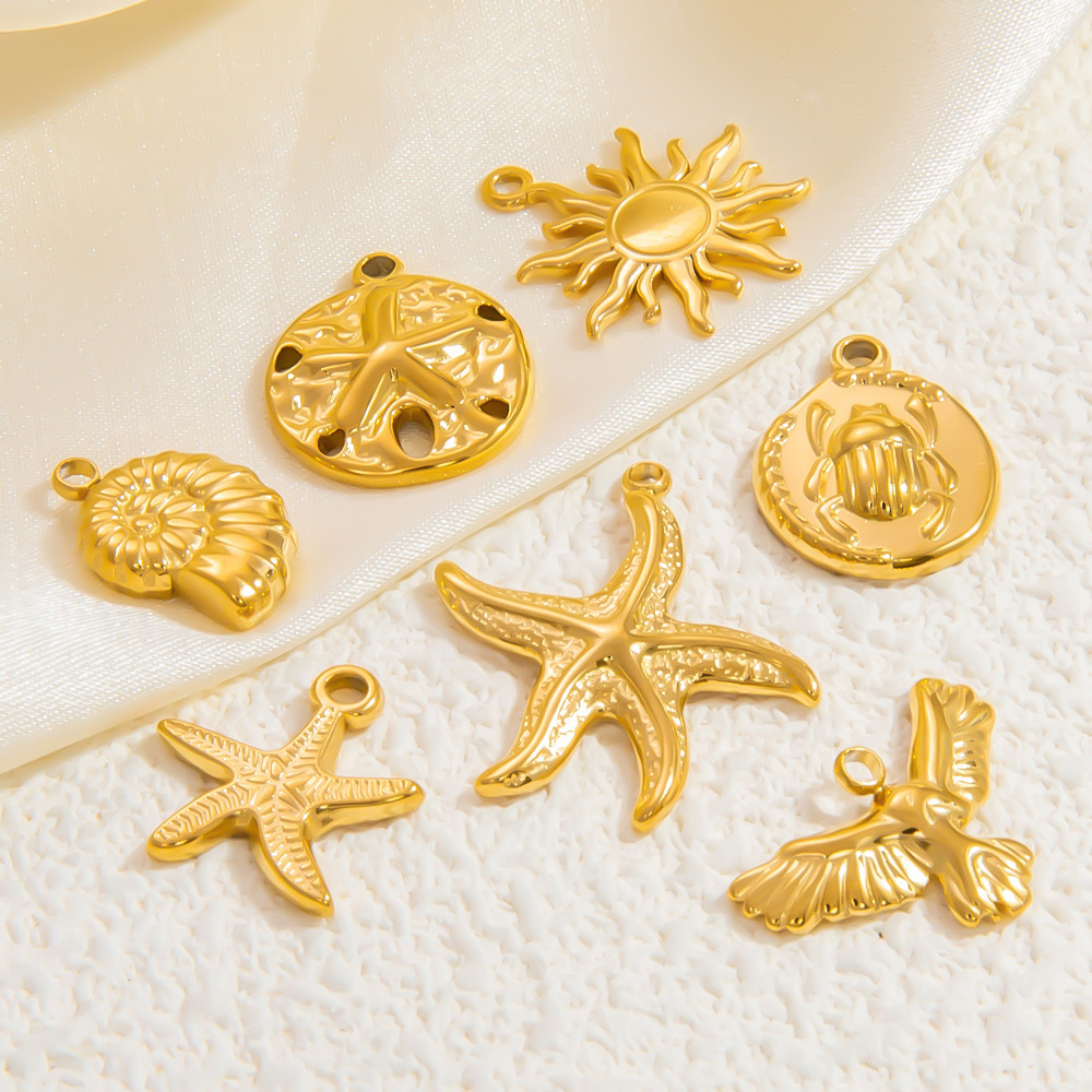 1 Piece 18.17*21.02mm 304 Stainless Steel PVD Coated Report this seller or product Sun Starfish Polished Pendant Evil Eye Jewelry display picture 3