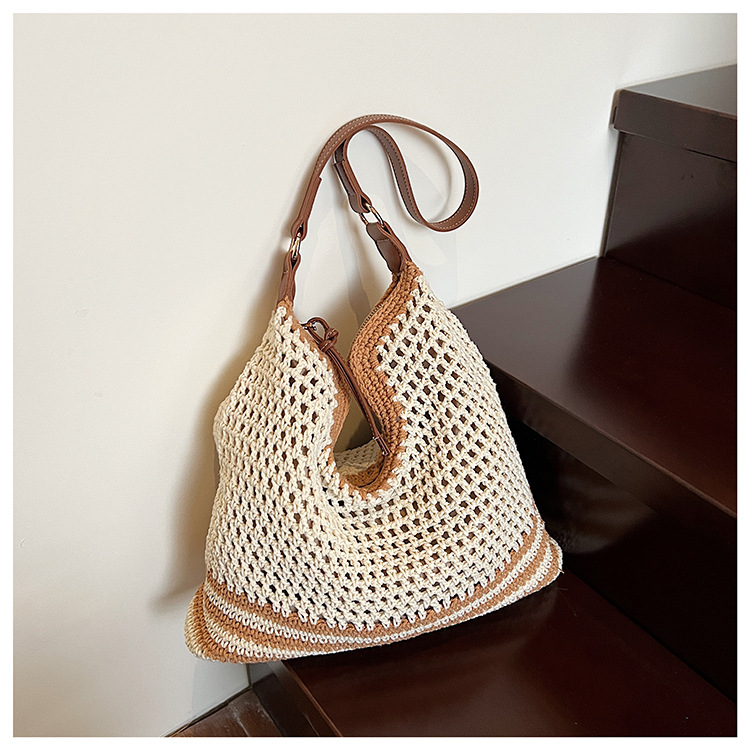 Summer versatile single-shoulder bags, trendy and fresh woven bags, seaside vacation beach bags, large-capacity travel bags undefined