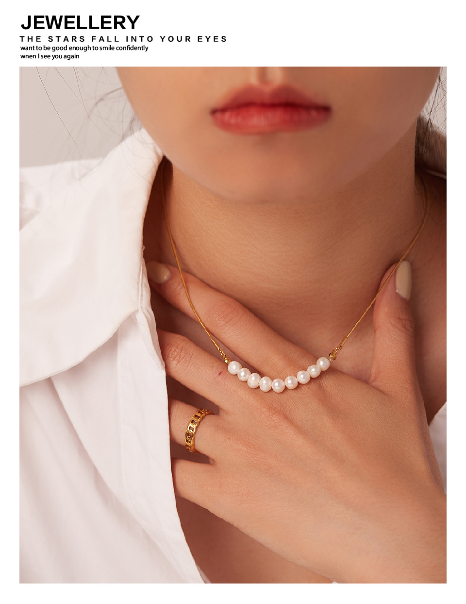 Retro Geometric Stainless Steel Titanium Steel Plating Pearl Necklace