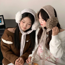 羊羔毛绒耳罩女2025新款冬季氛围感保暖防寒骑行护耳系带耳包批发