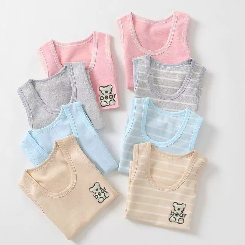 儿童背心新款男童四季时尚背心女童吊带背心宝宝彩棉上衣厂家直销