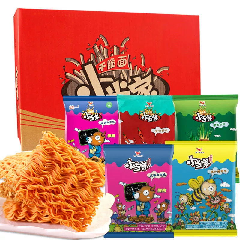 Маленький мастер хрустящая лапша Смешанная лапша с пальмовым сердцем Детские ностальгические закуски повседневные фаст-фуд Удобная сухая лапша оптом Вся коробка