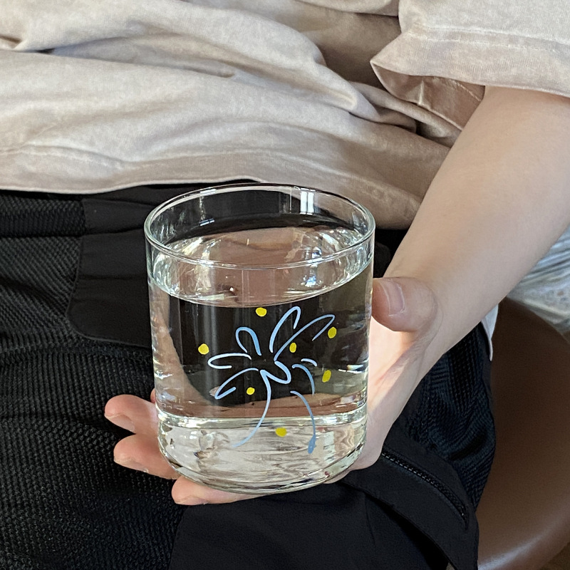 浪漫蓝色烟花玻璃杯 ins庆祝粉色烟花大容龄水杯简约冰美式咖啡杯|undefined