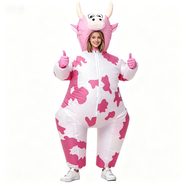 Ventas transfronterizas negras y blancas de vaca cos ropa inflable lindo animal pequeño vaca rosa divertida ropa inflable