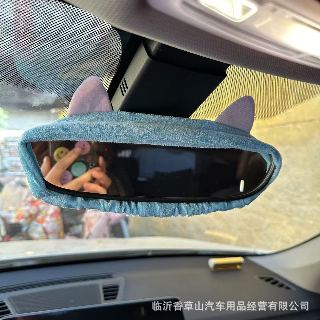 Transfronterizo Amazon automóvil interior cubierta de espejo retrovisor de automóvil hombre y mujer decoración ultra suave encantadora cubierta de espejo retrovisor de dibujos animados