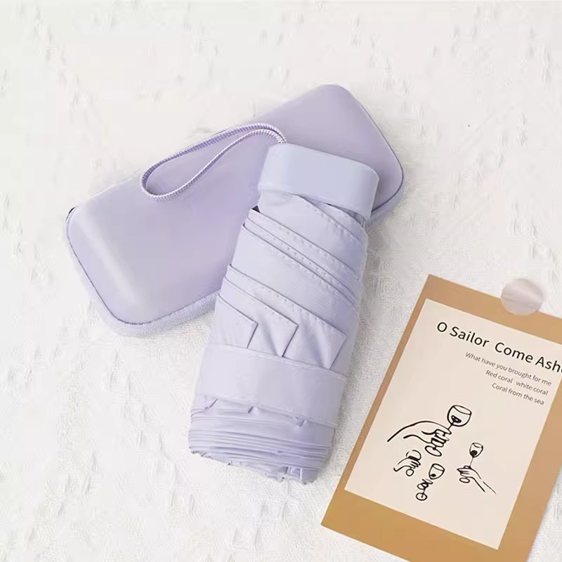 Luz natural de vinilo ligera con paraguas portátiles de protección solar UV lluvia cápsula de doble propósito con paraguas de seis plegadas