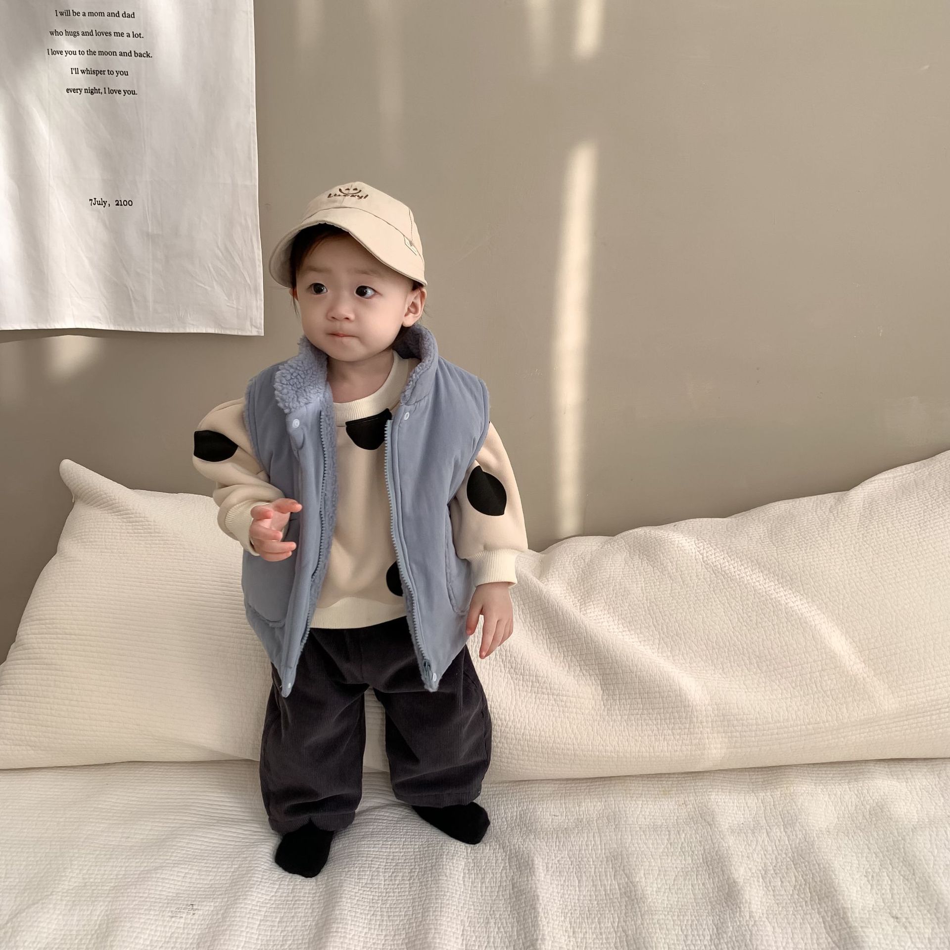 Bebé engrosada ropa de abrigo chaleco Bebé Ropa de salida ropa de otoño e invierno estilo coreano ropa para niños bebé Chaleco de algodón crudo