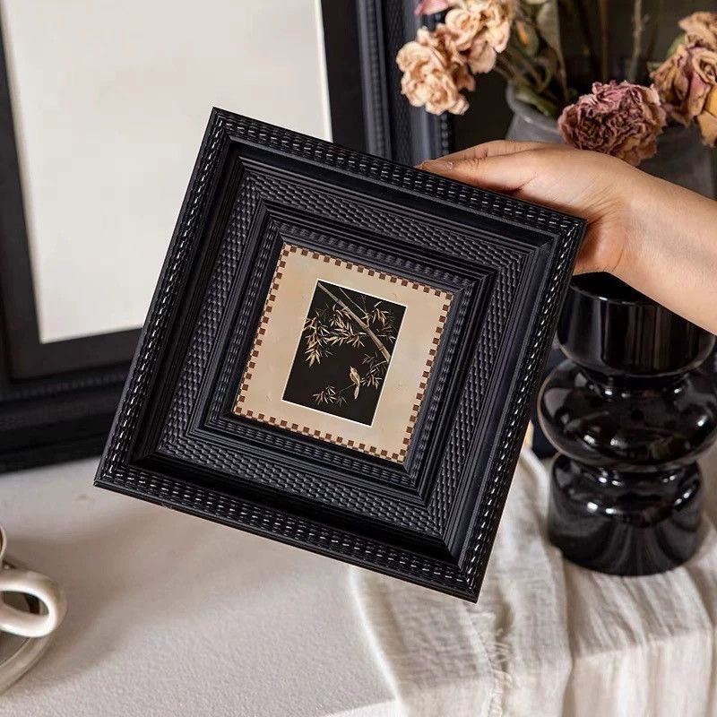 Oil Painting Frame Outer Frame European Retro Picture Frame Wide Edge Pure Black Small Picture Frame Can Be Nailed Size Export Grade Quality Photo Frame