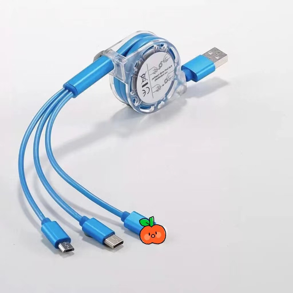 Cable de datos retráctil de uno a tres adecuado para Apple Android tipo-c cable de carga rápida para teléfono móvil tres en uno al por mayor