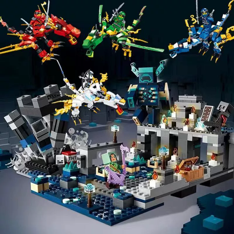 2024 совместимо с Lego Minecraft строительные блоки парень заканчивает дракона битва детские сборочные игрушки