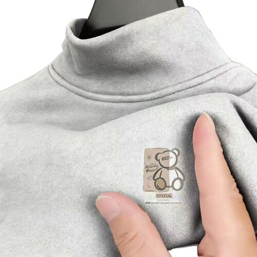 [Factory direct sales] Derong semi-high-collar long-sleeved T-shirt autumn and winter middle-aged men's velvet thick slim warm clothes