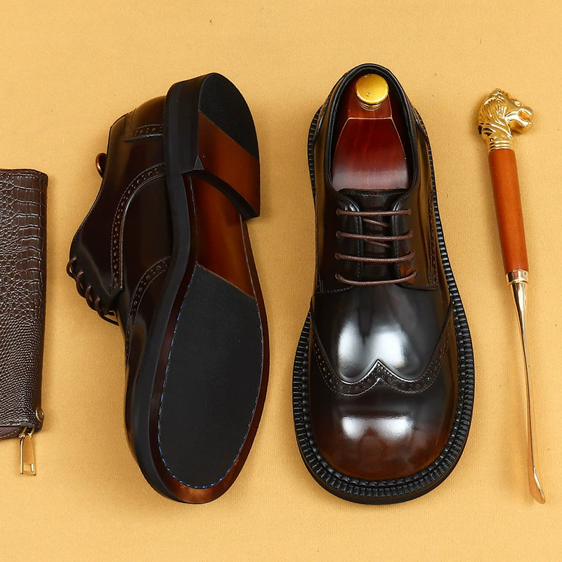 [Эксклюзив для VIP-клиентов] Мужские повседневные кожаные туфли для бизнеса, натуральная кожа, броги с резными элементами в британском стиле, широкий носок, подходят для широкой стопы.