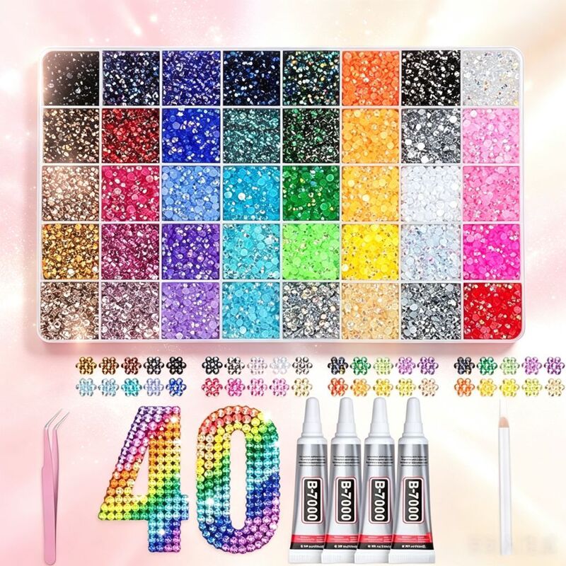 Cross-border hot-selling 40-color 3mm resin rhinestones, approximately 32,000 pieces, for DIY craft decoration and nail art Cross-border hot-selling 40-color 3mm resin rhinestones, approximately 32,000 pieces, for DIY craft decoration and nail art