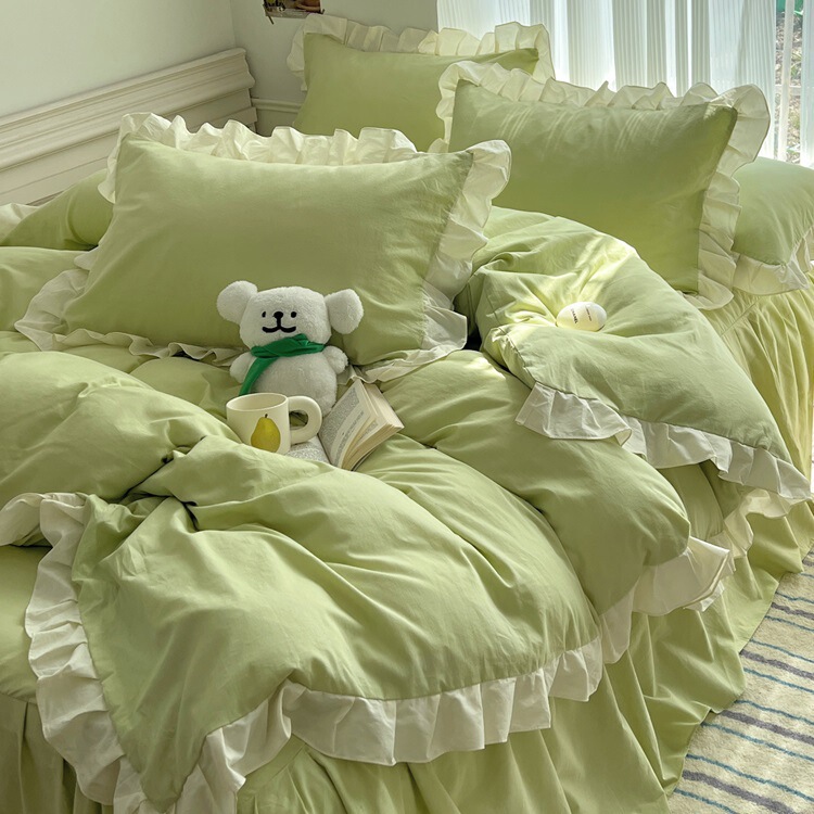 Ins Washed Cotton Pure Cotton Bed Four-Piece Set 100 Cotton Bedding Girls Bed Bed Sheets Quilt Cover Bed Skirt Bed Bed Sheets Three-Piece Set Ins Washed Cotton Pure Cotton Bed Four-Piece Set 100 Cotton Bedding Girls Bed Bed Sheets Quilt Cover Bed Skirt Bed Bed Sheets Three-Piece Set