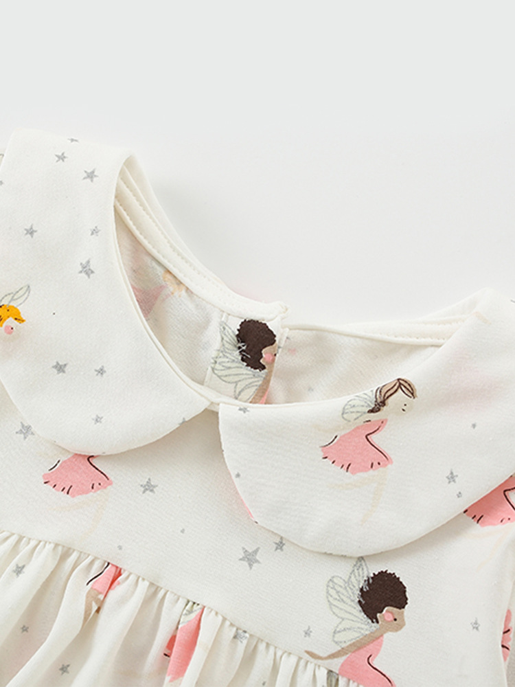 En stock malwee niños vestido de otoño nuevos niños de manga larga impresa cuello redondo casual niña princesa vestido