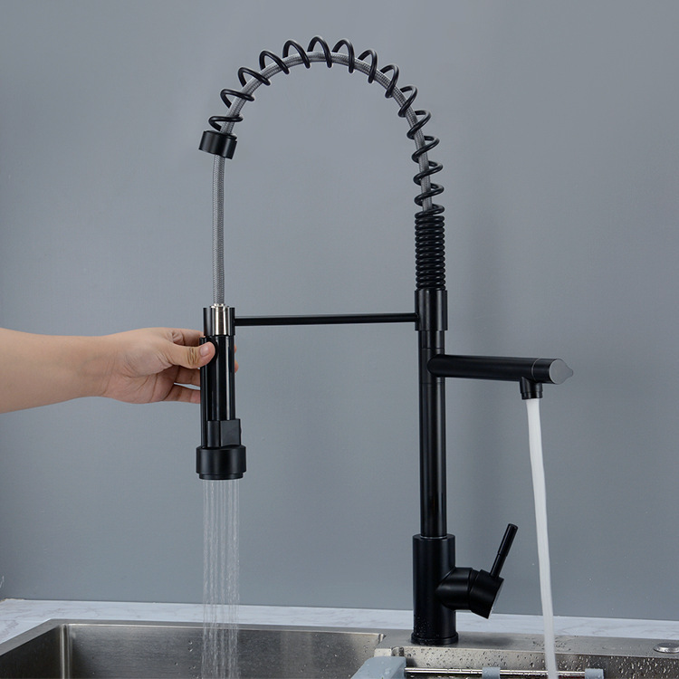Matte Black Stainless Steel Dual Outlet Spring Hot and Cold Kitchen Faucet for Sink (Includes Vat Invoice)