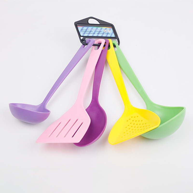 Colher e pá antiaderente pp resistente a altas temperaturas com cabo para talheres, conjunto de 5 peças para cozinha, colher e pá de nylon_voghion.com