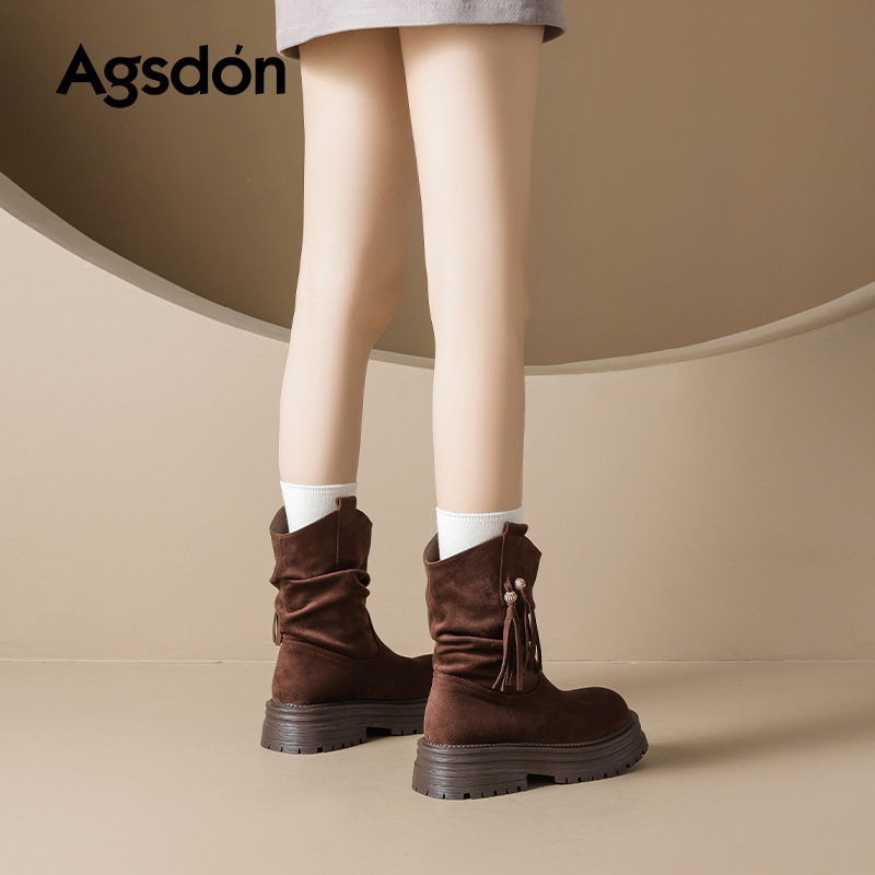 Antiguo león montar botas cortas para mujeres 2026 nuevo otoño invierno plegado botas vaqueras occidentales botas de estilo británico Martin