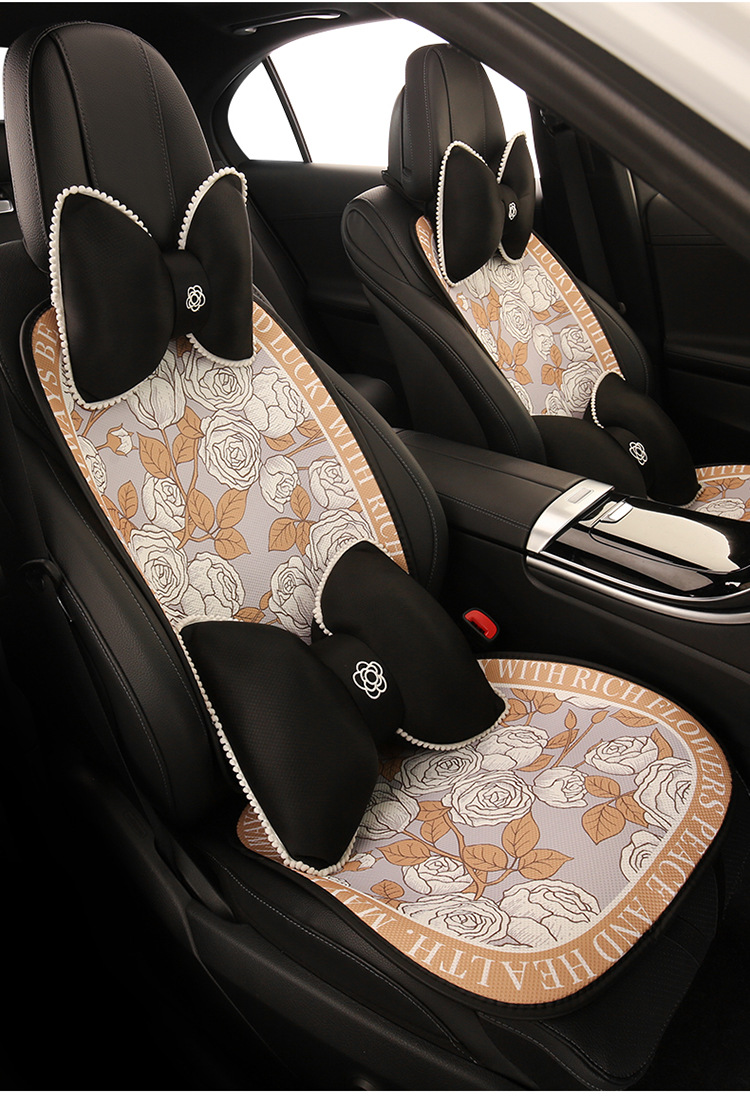 Car Cushion Four Seasons Universal Goddess Cushion Advanced Sense New Cute Seat Cover Summer Breathable Light Luxury Seat Cover