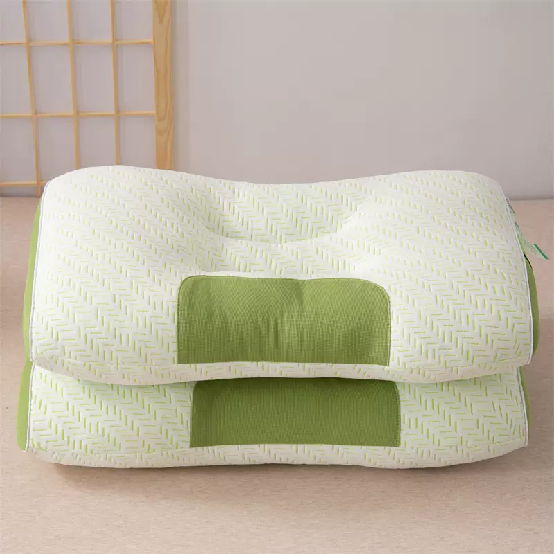 新款SPA按摩护颈竹炭纤维枕A类透气成人单人枕头一件代发礼品枕芯