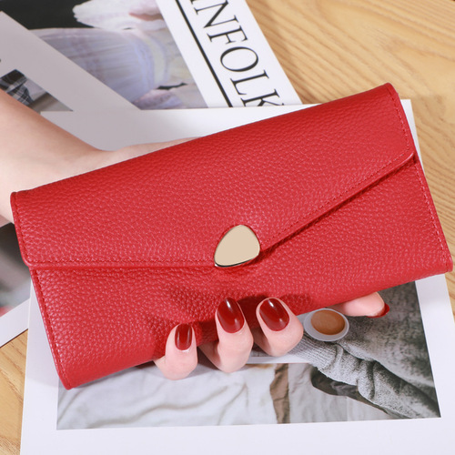  Women's Wallet Lychee Pattern Handbag Fashion Card Holder Multifunctional Large Capacity Coin Purse for Women