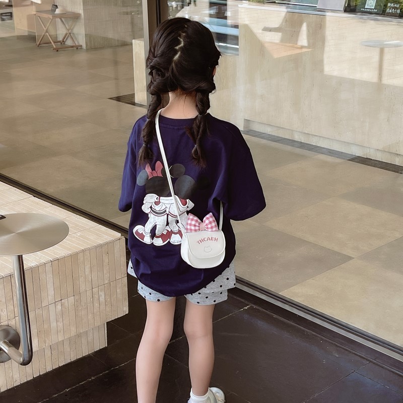 Mochila mini extranjera para niños y niñas, lindos bolsos de arco a cuadros para bebés, bolsos de moda para niños de color sólido