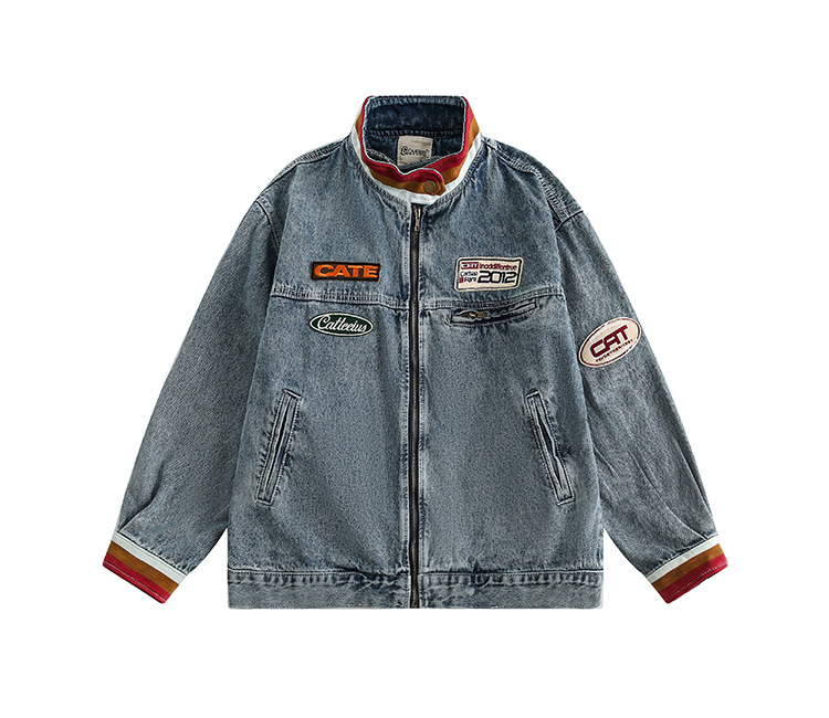 Denim Jacket Men Retro High Street Motorcycle Style Jacket Top_voghion.com